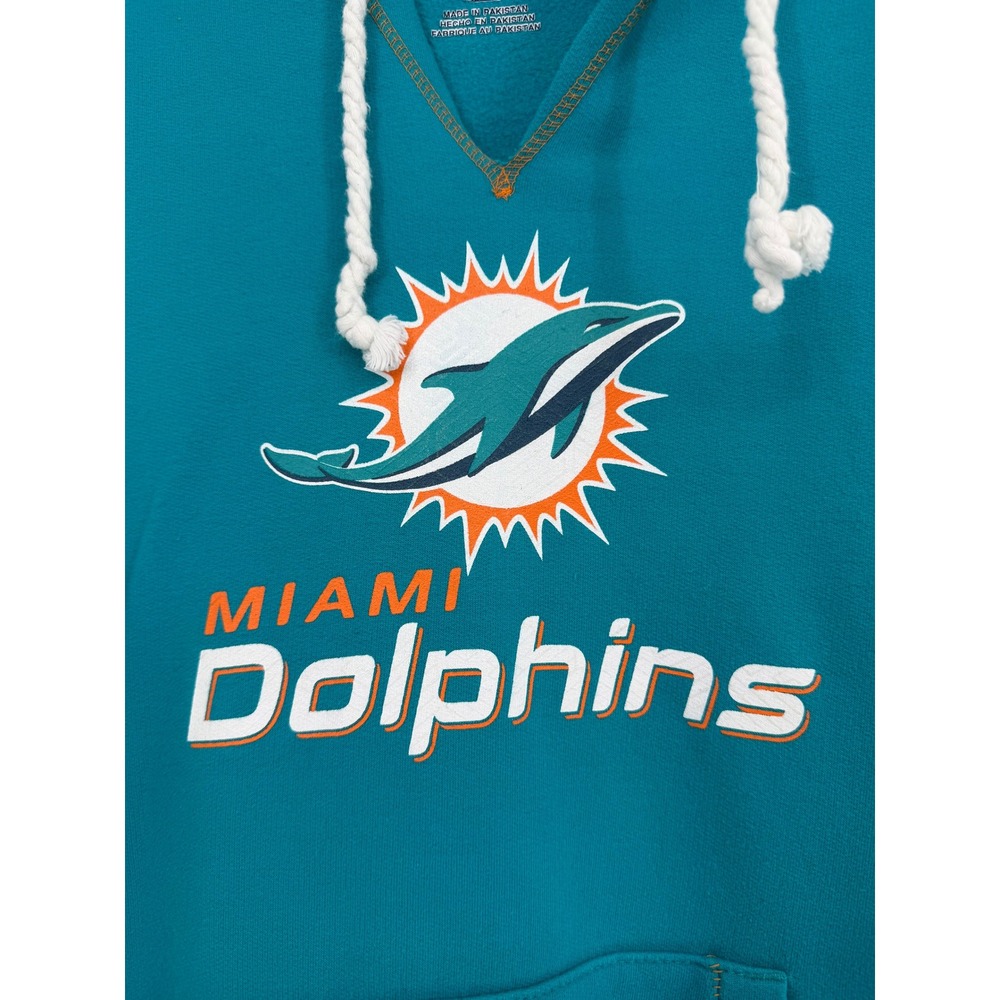 Majestic Miami Dolphins Hoodie Womens Small Teal NFL Pullover Sweatshirt - Picture 2 of 8